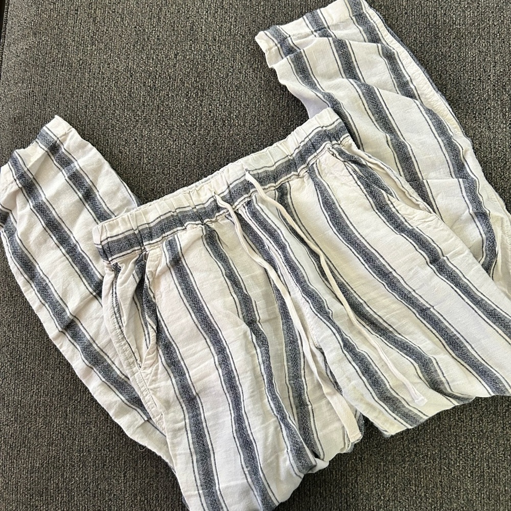 Women’s Artisan NY  Striped Linen pants SZ XS black and white‎